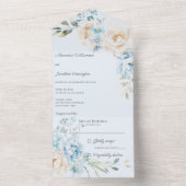 Elegant Soft Blue on Blue Floral Wedding All In One Einladung (Innen Boden)