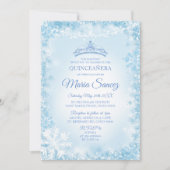 Elegant Soft Blue & String Light Mis Ruhige Lage Einladung (Vorderseite)