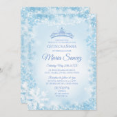 Elegant Soft Blue & String Light Mis Ruhige Lage Einladung (Vorne/Hinten)