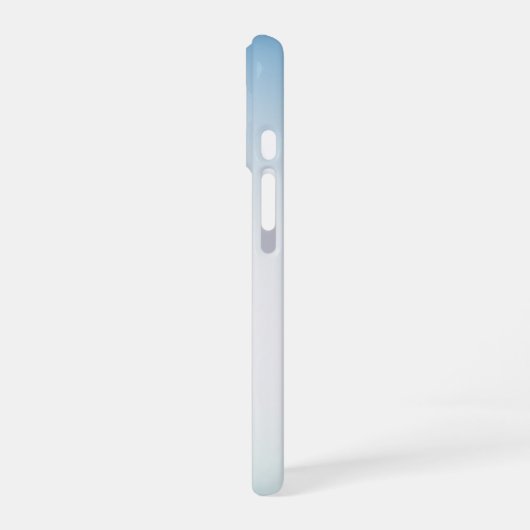 Elegant Soft Blue & White Ombre iPhone 16 Hülle (Linke Seite)