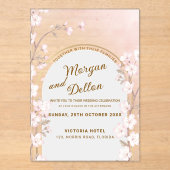 Elegant Soft Blush Pink Cherry Blossom Wedding Acryleinladungen (Vorderseite)