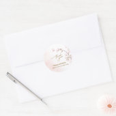 Elegant Soft Blush Pink Cherry Blossom Wedding Cla Runder Aufkleber (Umschlag)