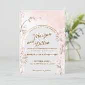 Elegant Soft Blush Pink Cherry Blossom Wedding Einladung (Stehend Vorderseite)