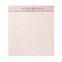 ELEGANT SOFT BLUSH ROSE GOLD DAMASK|NAME & INITIAL
