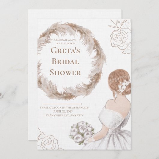 Elegant Soft Bridal Shower Invite Einladung (Vorne/Hinten)