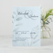Elegant Soft Cool Blue Botanical Script Wedding  Einladung (Stehend Vorderseite)