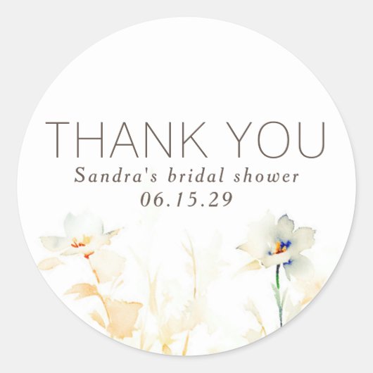 Elegant Soft Earthy Fall Shades Blume Vielen Dank Runder Aufkleber (Vorderseite)