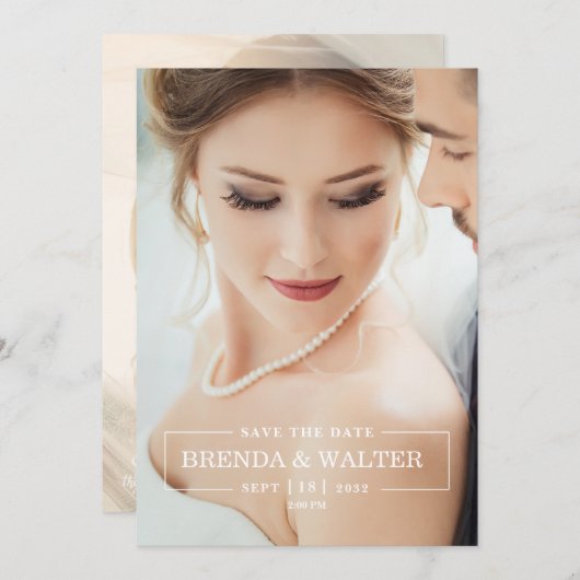 Elegant Soft Focus Custom Photo Portrait Wedding Einladung (Vorne/Hinten)