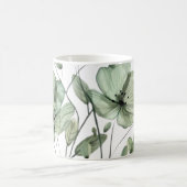 Elegant Soft Green Floral Illustration Coffee Mug Kaffeetasse (Mittel)