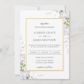 Elegant Soft Lilac Lila Blumengrün Hochzeit Einladung (Vorderseite)