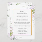 Elegant Soft Lilac Lila Blumengrün Hochzeit Einladung (Vorne/Hinten)