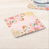 Elegant Soft Pastel Flowers with Gold Texture Untersetzer (angewinkelt)