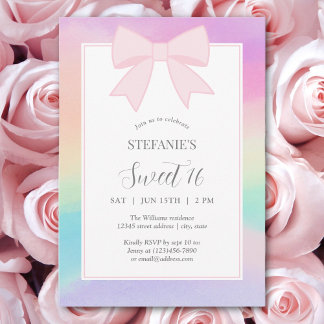Elegant Soft Pastel Pink Bow Sweet 16 Geburtstag Einladung