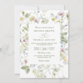 Elegant Soft Pastel Wildflower QR Code Wedding Einladung (Vorderseite)
