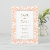 Elegant Soft Peach Wedding Save the Date Einladung (Stehend Vorderseite)