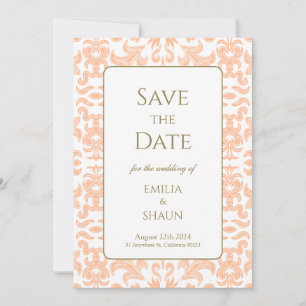 Elegant Soft Peach Wedding Save the Date Einladung