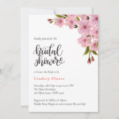 Elegant Soft Pink Blume Grünes Brautparty Einladung (Vorderseite)