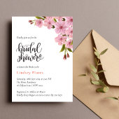 Elegant Soft Pink Blume Grünes Brautparty Einladung