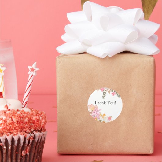 Elegant Soft Pink Bouquet Vielen Dank Runder Aufkleber (Party)