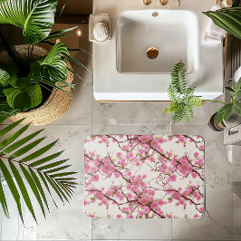 Elegant Soft Pink Cherry Blossom Florals Badematte