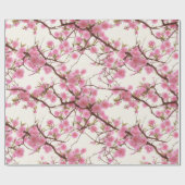 Elegant Soft Pink Cherry Blossom Florals Geschenkpapier (Flach)