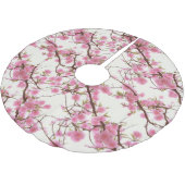 Elegant Soft Pink Cherry Blossom Florals Polyester Weihnachtsbaumdecke (Schrägansicht)