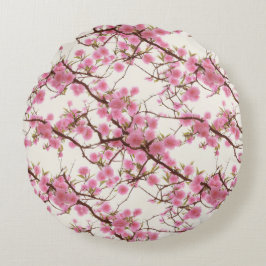Elegant Soft Pink Cherry Blossom Florals Rundes Kissen