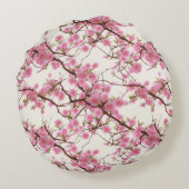 Elegant Soft Pink Cherry Blossom Florals Rundes Kissen (Rückseite)