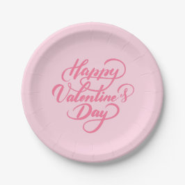 Elegant Soft Pink Happy Valentine's Day Pappteller