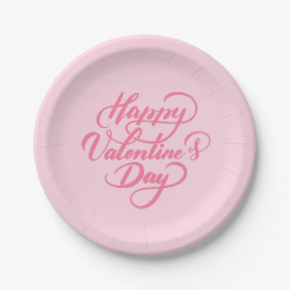 Elegant Soft Pink Happy Valentine's Day Pappteller