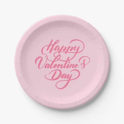 Elegant Soft Pink Happy Valentine's Day Pappteller (Vorderseite)