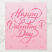 Elegant Soft Pink Happy Valentine's Day Weinetikett (Einzelnes Label)