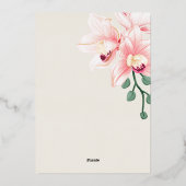 Elegant Soft Pink Orchid Einladung zur Hochzeit | (Rückseite)