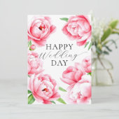 Elegant Soft Pink Peony Wedding Gratulation Karte (Stehend Vorderseite)