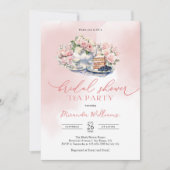 Elegant Soft Pink Roses Bridal Shower Tea Party Einladung (Vorderseite)