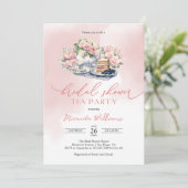 Elegant Soft Pink Roses Bridal Shower Tea Party Einladung (Stehend Vorderseite)