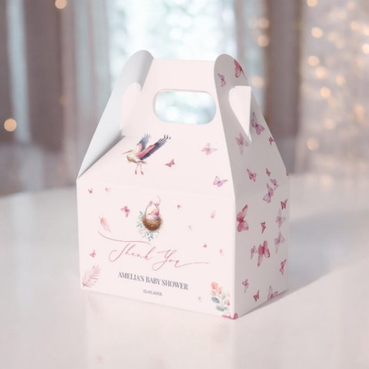 Elegant Soft Pink Stork Vielen Dank Geschenkschachtel