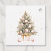 Elegant Soft Pink Watercolor Frohe Weihnachtsbaum Geschenkanhänger (Rückseite)