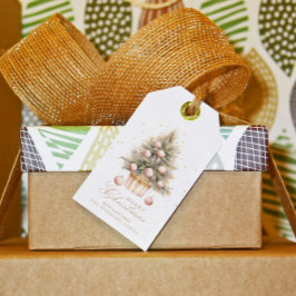 Elegant Soft Pink Watercolor Frohe Weihnachtsbaum Geschenkanhänger