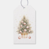 Elegant Soft Pink Watercolor Frohe Weihnachtsbaum Geschenkanhänger (Rückseite)