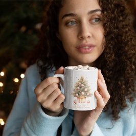 Elegant Soft Pink Watercolor Frohe Weihnachtsbaum Kaffeetasse