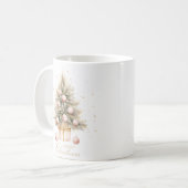 Elegant Soft Pink Watercolor Frohe Weihnachtsbaum Kaffeetasse (Vorderseite Links)