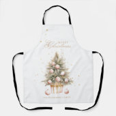 Elegant Soft Pink Watercolor Frohe Weihnachtsbaum Schürze (Vorderseite)
