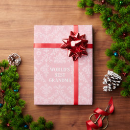 Elegant Soft Pink White World's Best Oma Geschenkpapier
