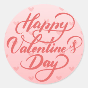 Elegant Soft Red Happy Valentine's Day Stickers
