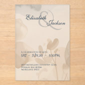 Elegant Soft Romantic Botanical Script Wedding  Acryleinladungen (Vorderseite)