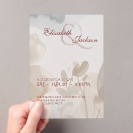Elegant Soft Romantic Botanical Script Wedding  Acryleinladungen