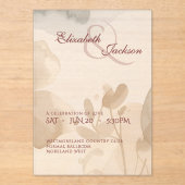 Elegant Soft Romantic Botanical Script Wedding  Acryleinladungen (Vorderseite)