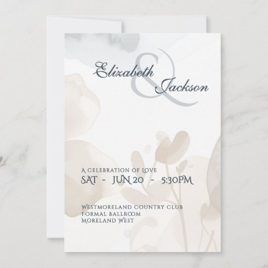 Elegant Soft Romantic Botanical Script Wedding  Einladung (Vorderseite)