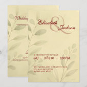 Elegant Soft Romantic Botanical Script Wedding Einladung (Vorne/Hinten)